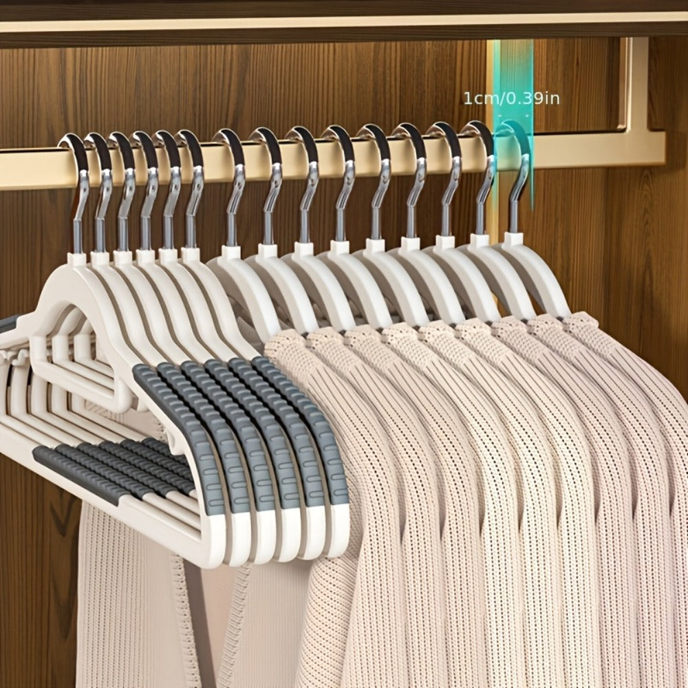 Non-Slip Clothes Hangers 50 Pack with 8 Clasps - Heavy Duty Space Saving Velvet Shoulder Strips Wardrobe Hangers for Shirts, Pants, Coats, Scarves, Wet Dry Use, Closet Organizer