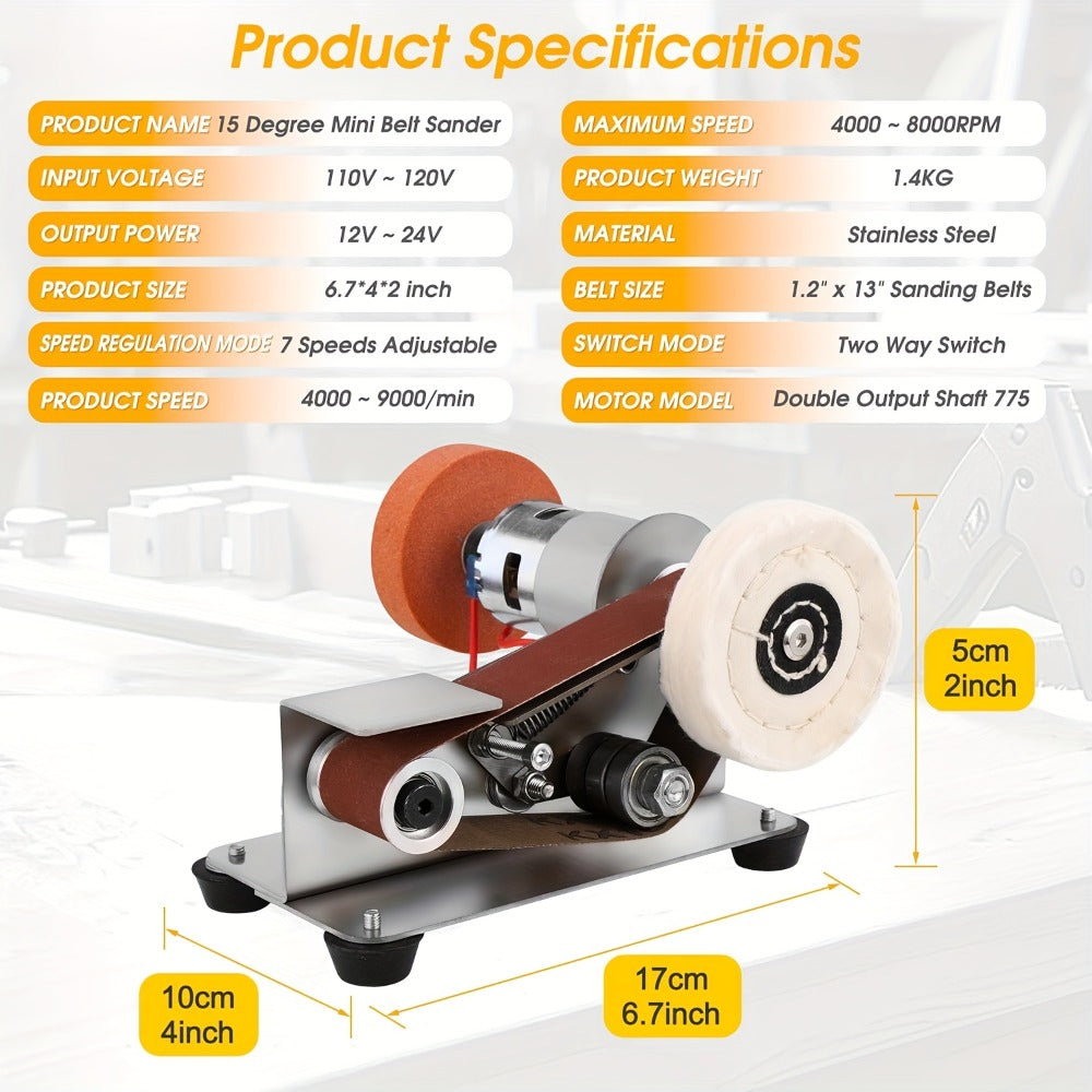 Electric Bench Grinder & Knife Sharpener - 15¡ã Angle 7-Speed Tabletop Sanding Machine for Woodworking, Metal Grinding & Knife Making