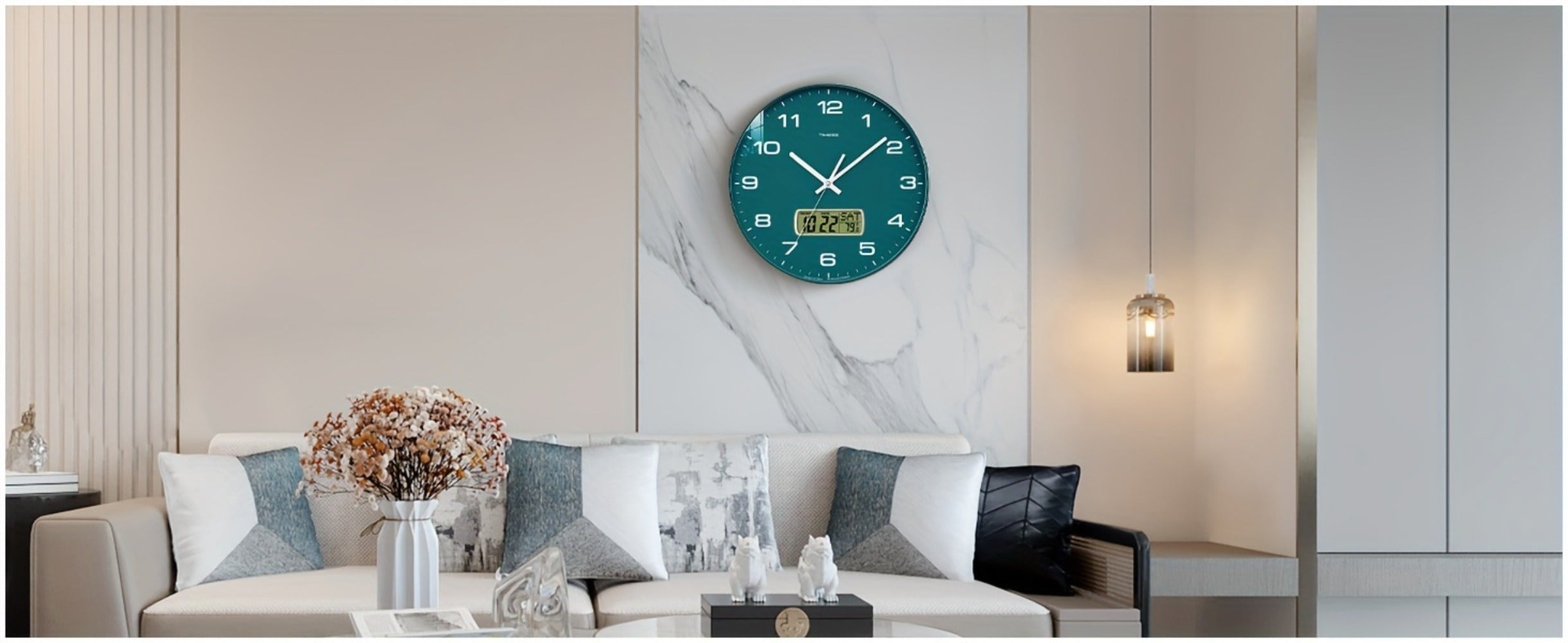 Silent Wall Clock Round Analog 10/12 Inch ¨C Battery Operated, Calendar & Temperature Display, Non-Ticking Quiet Movement for Bedroom, Office & Living Room, Multiple Colors