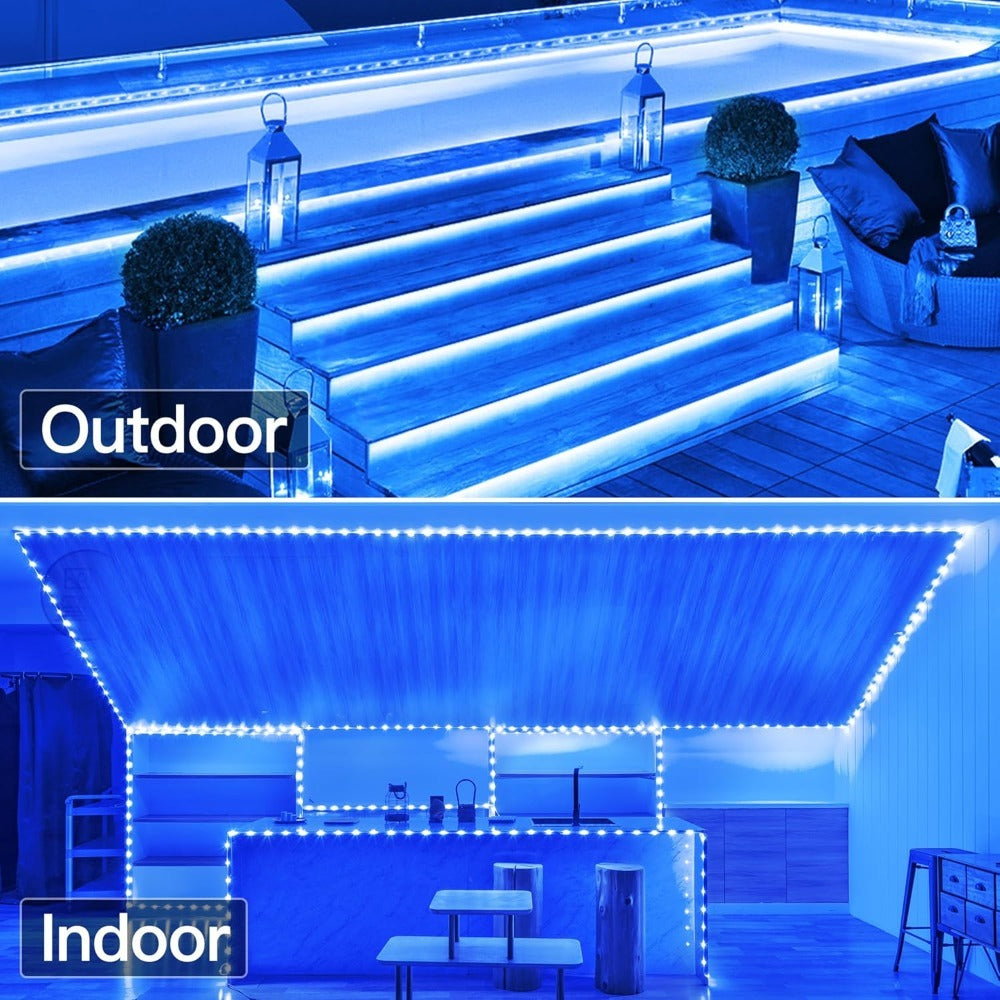 Outdoor Solar LED String Lights Waterproof ¨C Flexible Fairy Lights 23FT to 105FT for Pool, Fountain, Garden, Patio & Wedding Decor ¨C Neon Blue, White, RGB & Amber Colors