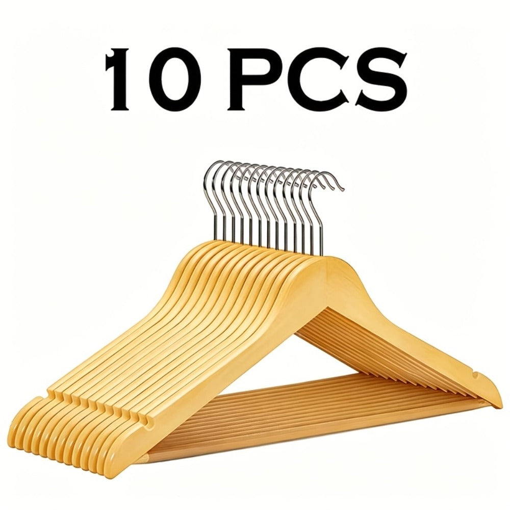 Premium Wooden Hangers with 360¡ã Rotatable Hook & Shoulder Grooves | Slim Durable Wood Coat Suit Hangers | 10 20 30 Pack Closet Organizer in Natural & Champagne
