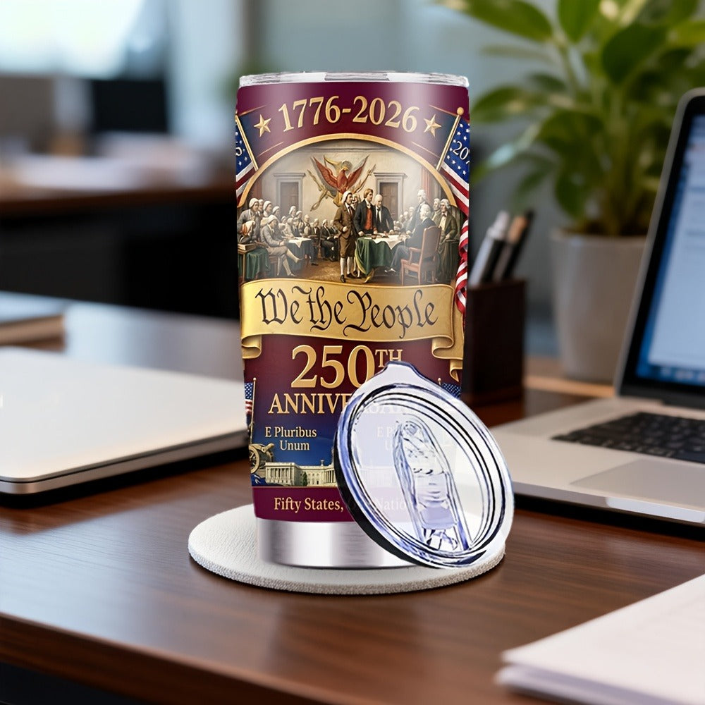 Travel Tumbler 20oz 250th Anniversary Whiskey Bottle Design Stainless Steel Insulated Cup with Lid & Straw Hot Cold Drinks Gift for Men Collectors Father's Day