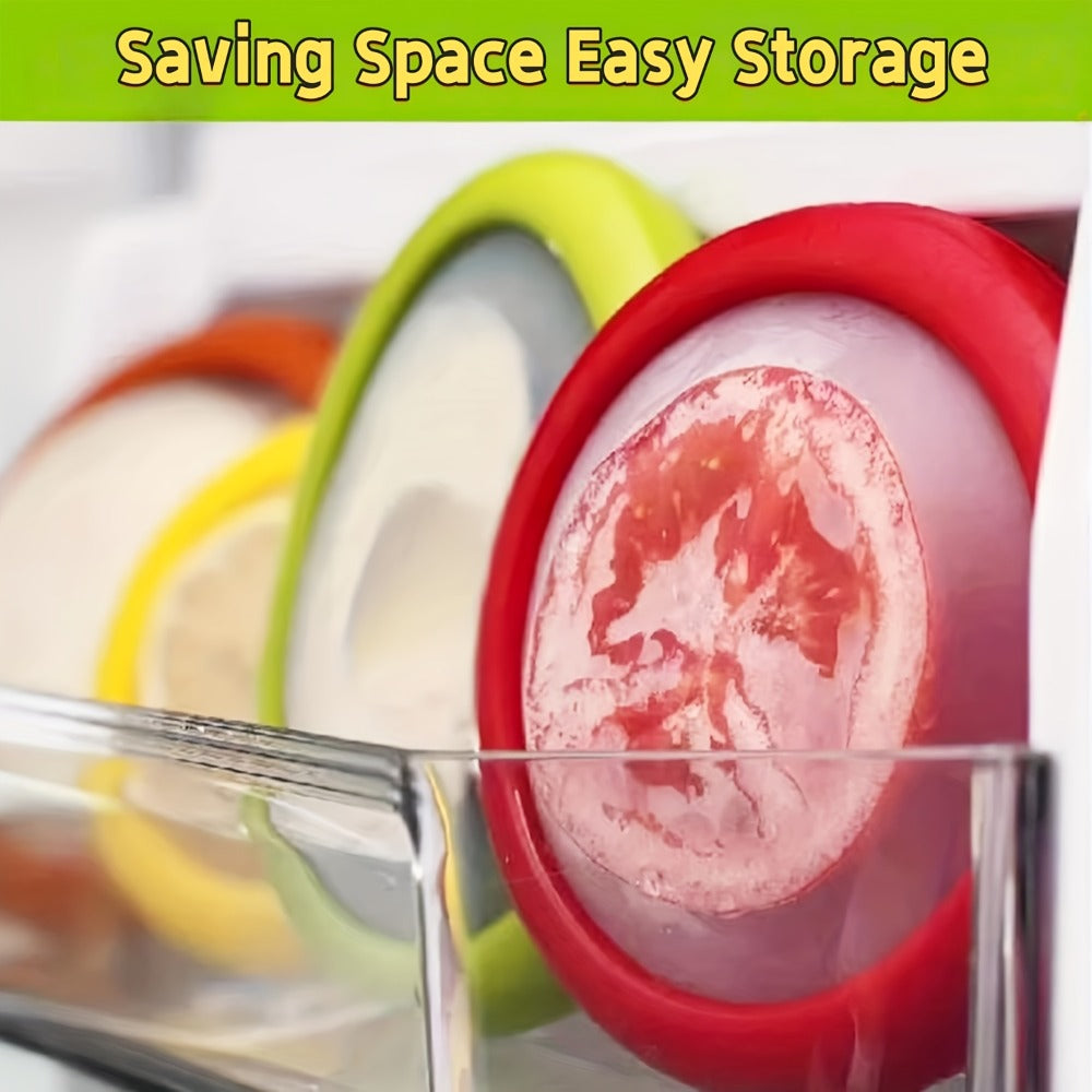 Silicone Food Storage Container Set ¨C Reusable Produce Saver for Avocado, Onion, Tomato, Lemon, Garlic & Potato ¨C Fridge-Safe Vegetable & Fruit Preservation Boxes, Reduce Food Waste