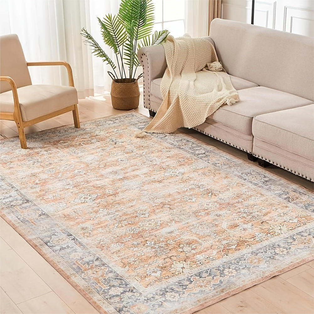 Area Rug Boho Vintage Washable Non-Slip Rug for Living Room Bedroom Traditional Woven Carpet Home Decor