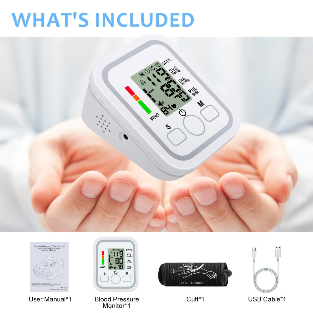 Upper Arm Blood Pressure Monitor ¨C Large LCD, Voice Broadcast, Heart Rate & Irregular Heartbeat Detection, 2¡Á99 Memory, 8.7¨C14.2¡± Adjustable Cuff, One-Touch Operation for Seniors & Pregnant Women