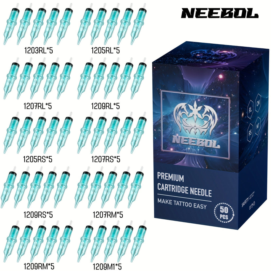 Tattoo Cartridge Needles Disposable 20/50pcs - Standard Round Liner RL & Round Magnum RM Mixed Sizes, Sterile Tattoo Needle Cartridges for Professional Artists & Beginners, Body Art Supplies