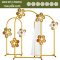 Metal Arch Backdrop Stand Set of 3 (7.2ft/6.6ft/6ft) + 7 Balloon Clips - Wedding Arch Frame for Birthday Party, Graduation, Ceremony, Thanksgiving & Halloween Decoration