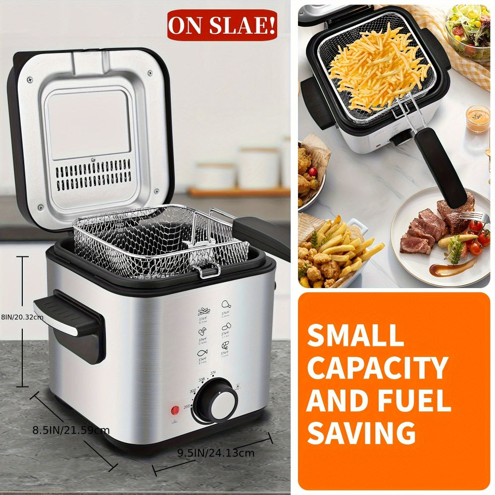 Deep Fryer Electric 1500W Non-Stick with Detachable Basket Adjustable Temperature Control Viewing Window Removable Lid Easy Clean Home Deep Frying Pan for French Fries Chicken 1.5L 2.5L 3L
