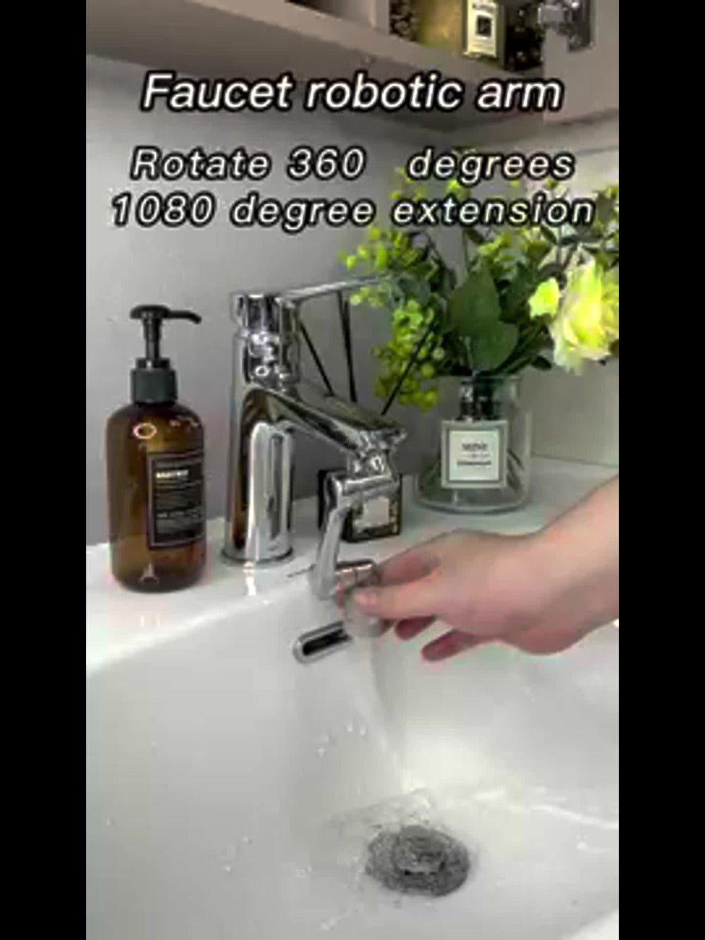 1440¡ã Rotating Faucet Extender Brass Multifunctional 1080¡ã 360¡ã Swivel Robotic Arm Sink Aerator 2 Water Outlet Modes for Kitchen Bathroom Silver