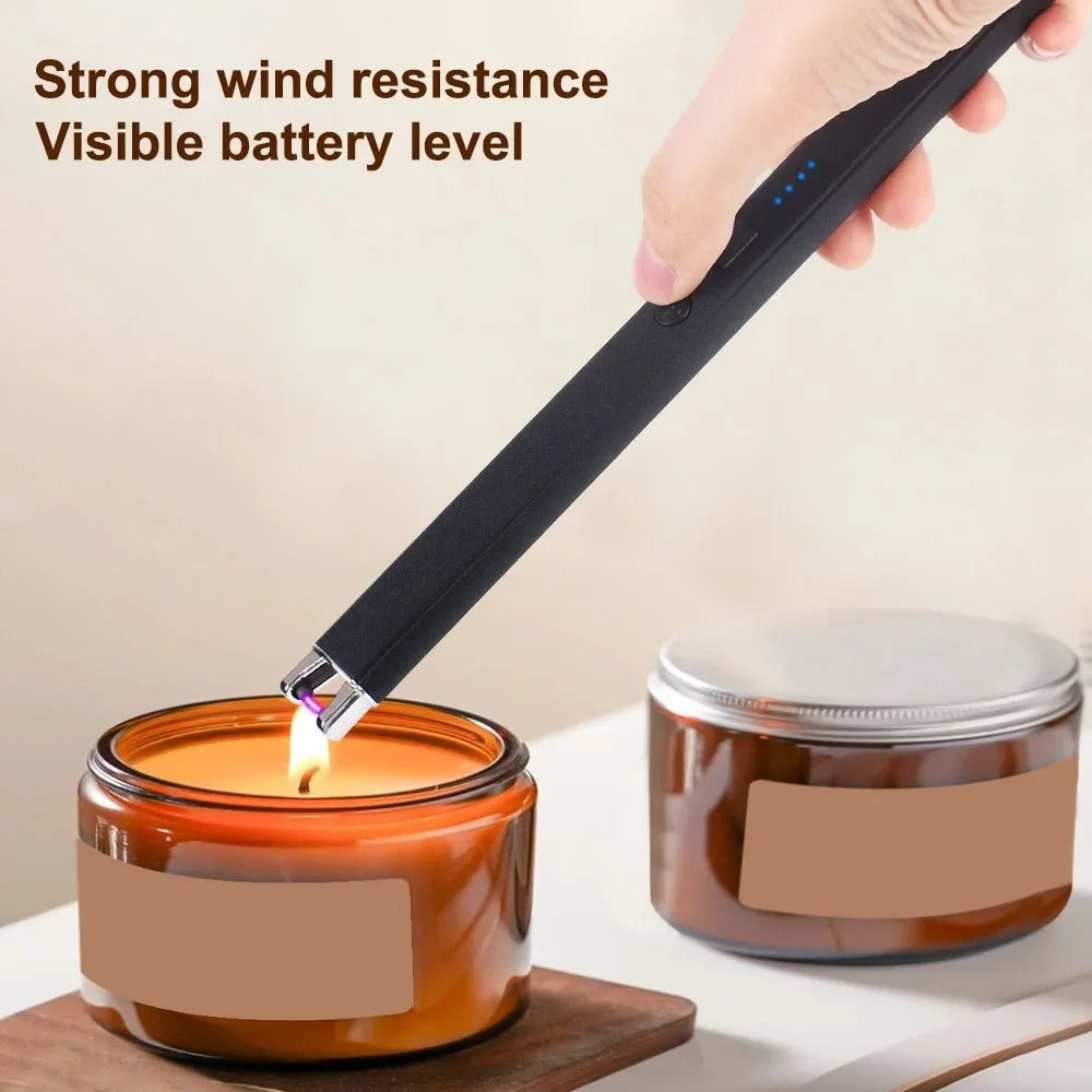 Plasma Arc Lighter USB-C Rechargeable 2pcs ¨C Windproof Flameless Electric Candle Lighter with LED Battery Display & Child Safety Lock, Gift Box Packaging for Camping, BBQ & Holidays (Black & Rose Gold)