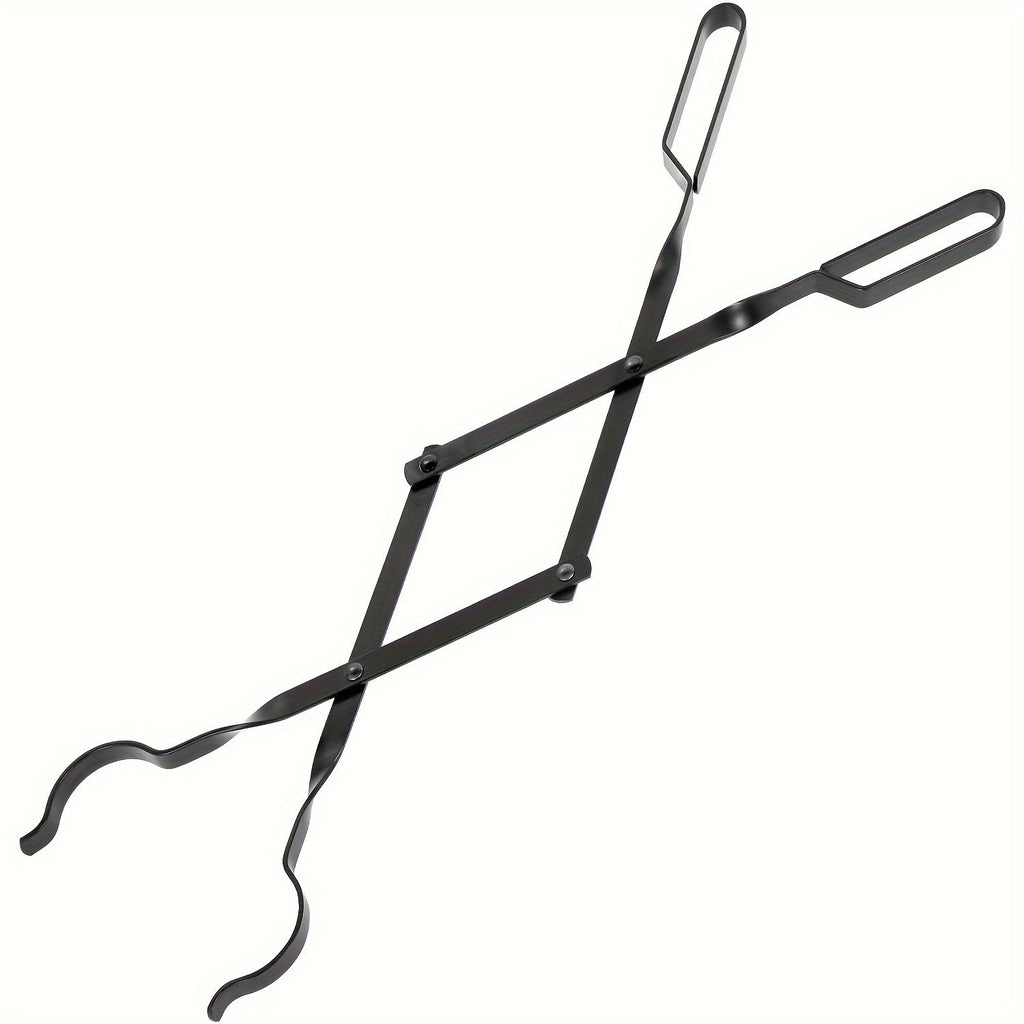 Fireplace Tongs 26 Inch Heavy Duty Wrought Iron Log Tongs, Foldable Firewood Tongs with Stainless Steel Tip, Fire Pit Tongs for Campfire, Stove, BBQ, Indoor and Outdoor Fire Pit Accessories