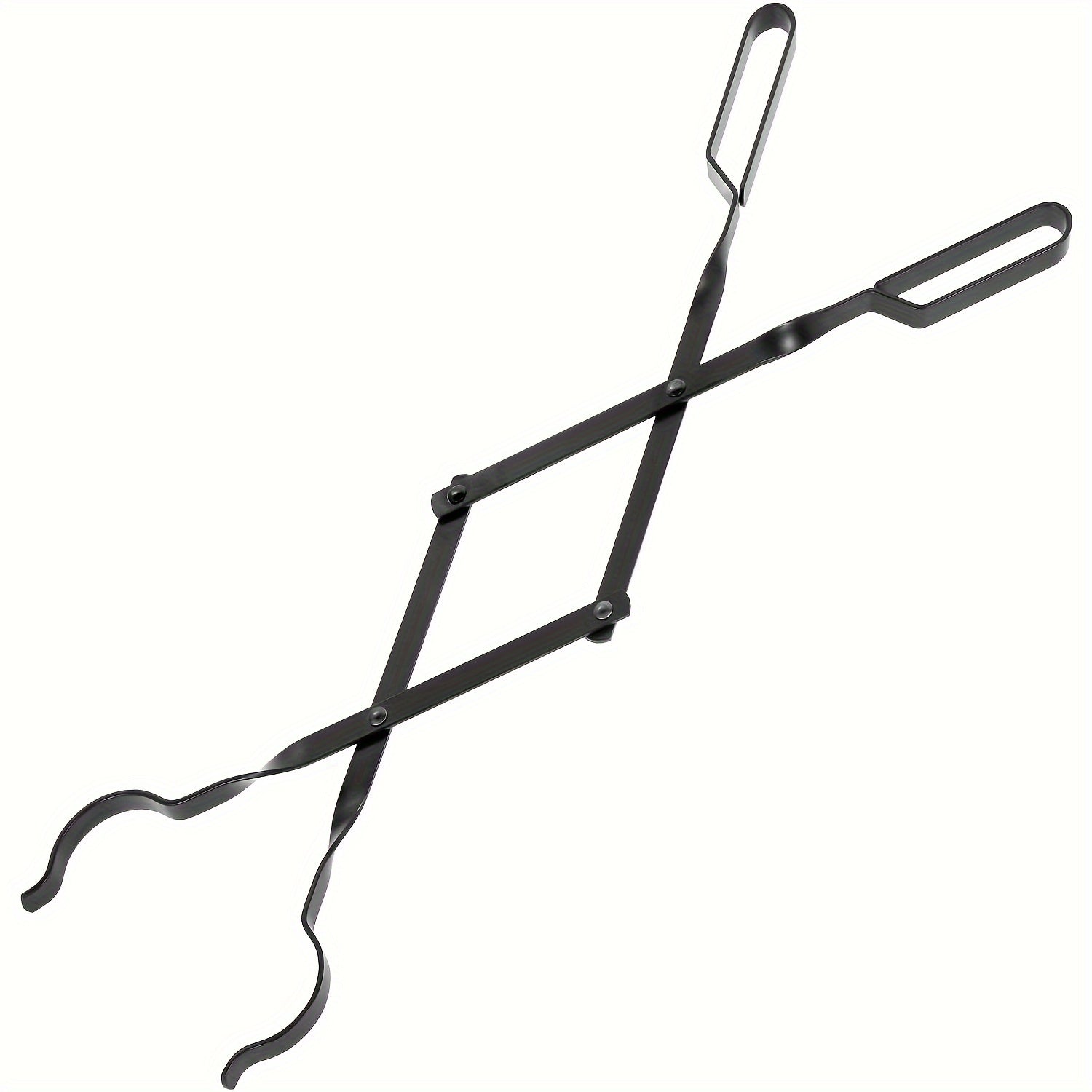 Fireplace Tongs 26 Inch Heavy Duty Wrought Iron Log Tongs, Foldable Firewood Tongs with Stainless Steel Tip, Fire Pit Tongs for Campfire, Stove, BBQ, Indoor and Outdoor Fire Pit Accessories