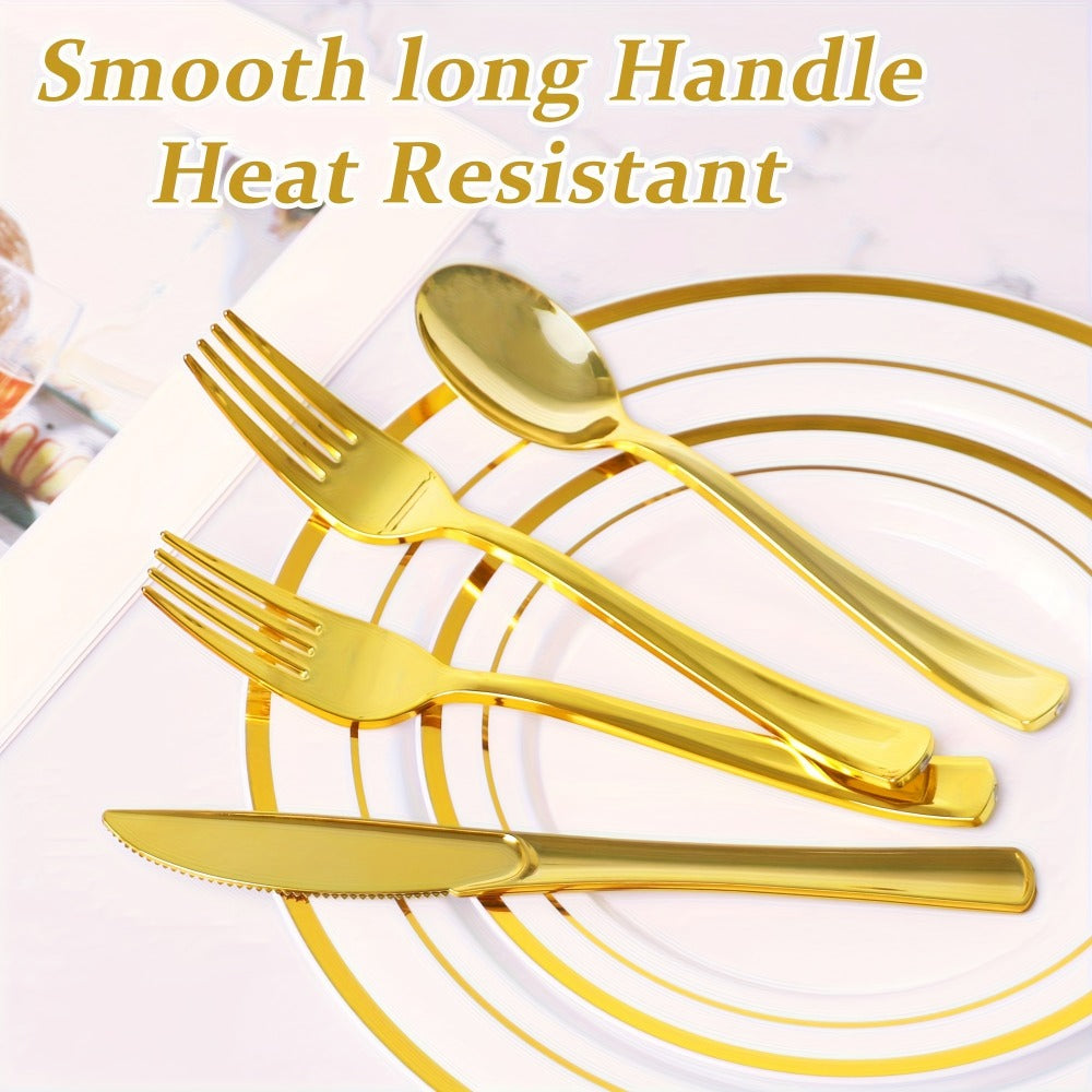 Disposable Plastic Cutlery Set 60pcs Gold & Silver | Party Silverware with 20 Forks 20 Spoons 20 Knives BPA-Free Food Grade for Wedding Birthday Holiday Dinner Elegant Metallic Finish