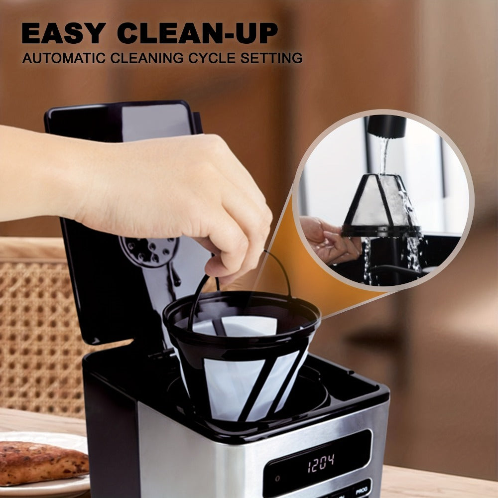 12-Cup Programmable Drip Coffee Maker, Regular & Strong Brew, Iced Coffee Setting, 1-4 Cup Mode, 24H Timer, Auto Shut-Off, Keep Warm, Pause & Serve, Black