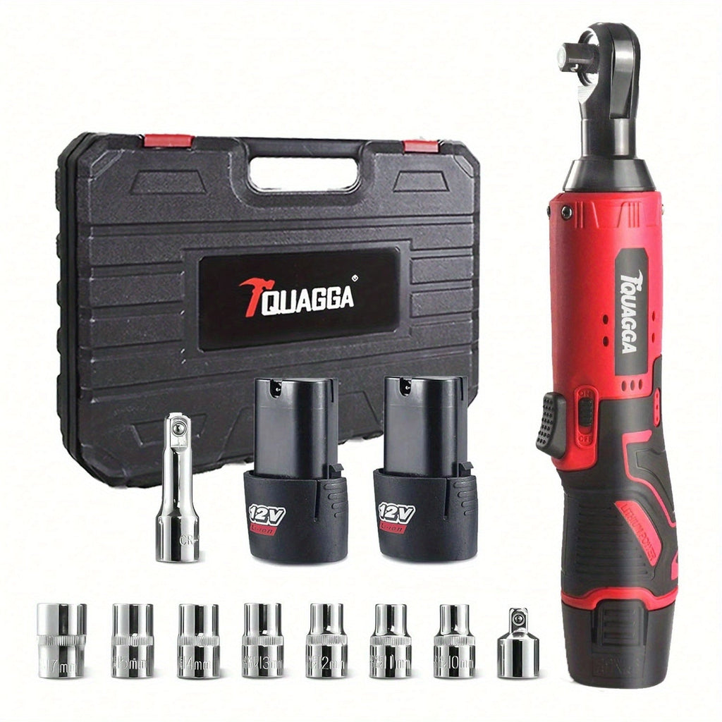 Cordless Electric Wrench QUAGGA 12V - 45Nm High Torque 3/8¡± Rechargeable Ratchet Wrench with Battery & Charger for Automotive Repair, Stage Truss & Home Improvement, Best Family Gift Tool