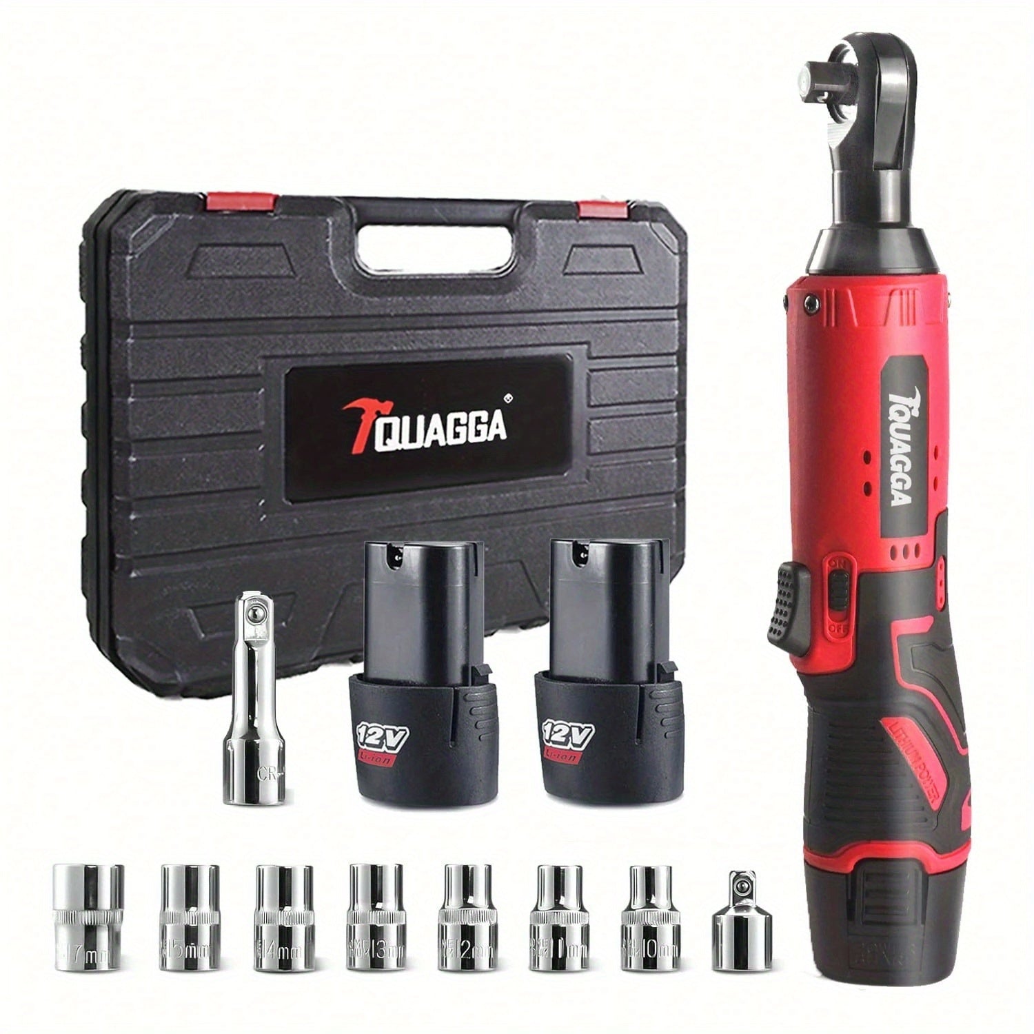 Cordless Electric Wrench QUAGGA 12V - 45Nm High Torque 3/8¡± Rechargeable Ratchet Wrench with Battery & Charger for Automotive Repair, Stage Truss & Home Improvement, Best Family Gift Tool