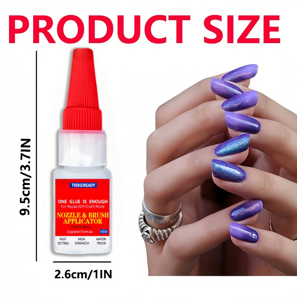 Nail Glue Salon Grade Super Glue 2-Pack ¨C Heavy Duty Clear Adhesive for Artificial Nails, Multi-Surface Repairs, Waterproof with Dropper & Brush, Non-Yellowing
