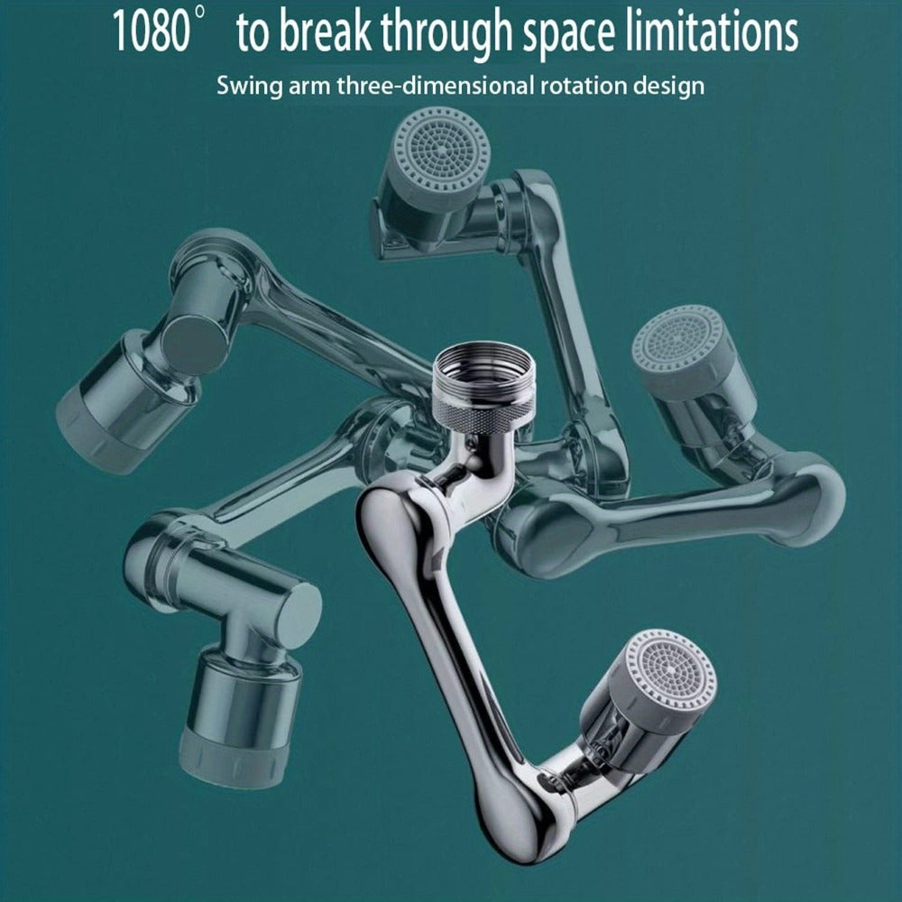 1440¡ã Rotating Faucet Extender Brass Multifunctional 1080¡ã 360¡ã Swivel Robotic Arm Sink Aerator 2 Water Outlet Modes for Kitchen Bathroom Silver