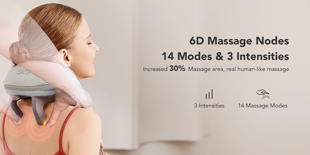 Wearable Neck & Shoulder Massager with Heat ¨C 6D Bionic Hand Kneading Trapezius Massager, 9 Modes 3 Intensities 40-45¡ãC Heat, Hands-Free Deep Tissue Massage for Home & Office, Gift for Women Men Mom