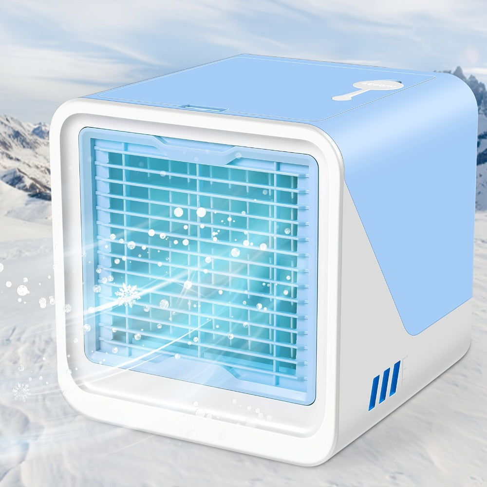 Portable Air Cooler 3-in-1 Mini Personal Air Conditioner Humidifier Fan with Atmosphere Light USB Powered Desktop Evaporative Cooler for Home Office Bedroom Travel Blue Black Green