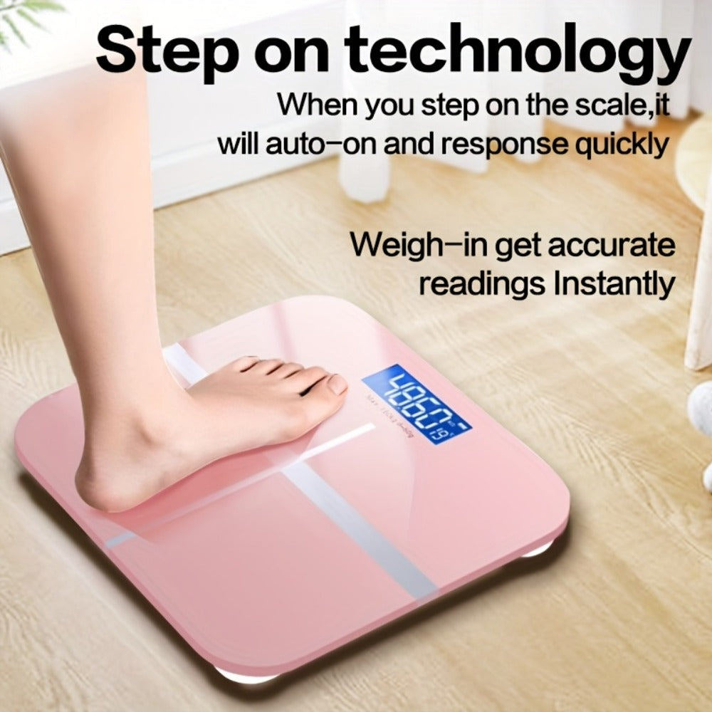 USB Rechargeable Bathroom Scale 400lb ¨C Smart Digital Body Weight Scale, HD LCD & Fahrenheit Temperature Display, kg/lb Switch, Ultra-Wide Platform, USB Charging or Battery Powered, Black & Pink