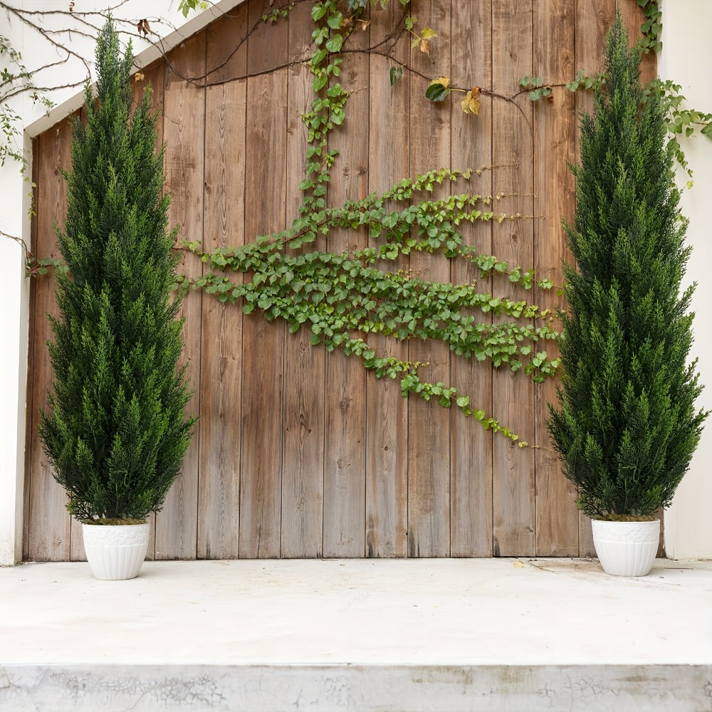 Artificial Cedar Topiary Tree UV Resistant ¨C Potted Fake Cypress Tree for Front Porch, Entryway & Living Room ¨C Evergreen Faux Cedar Plant for Indoor Outdoor Home Decor, Yard & Garden ¨C 2FT 3FT 1 or 2 Pack
