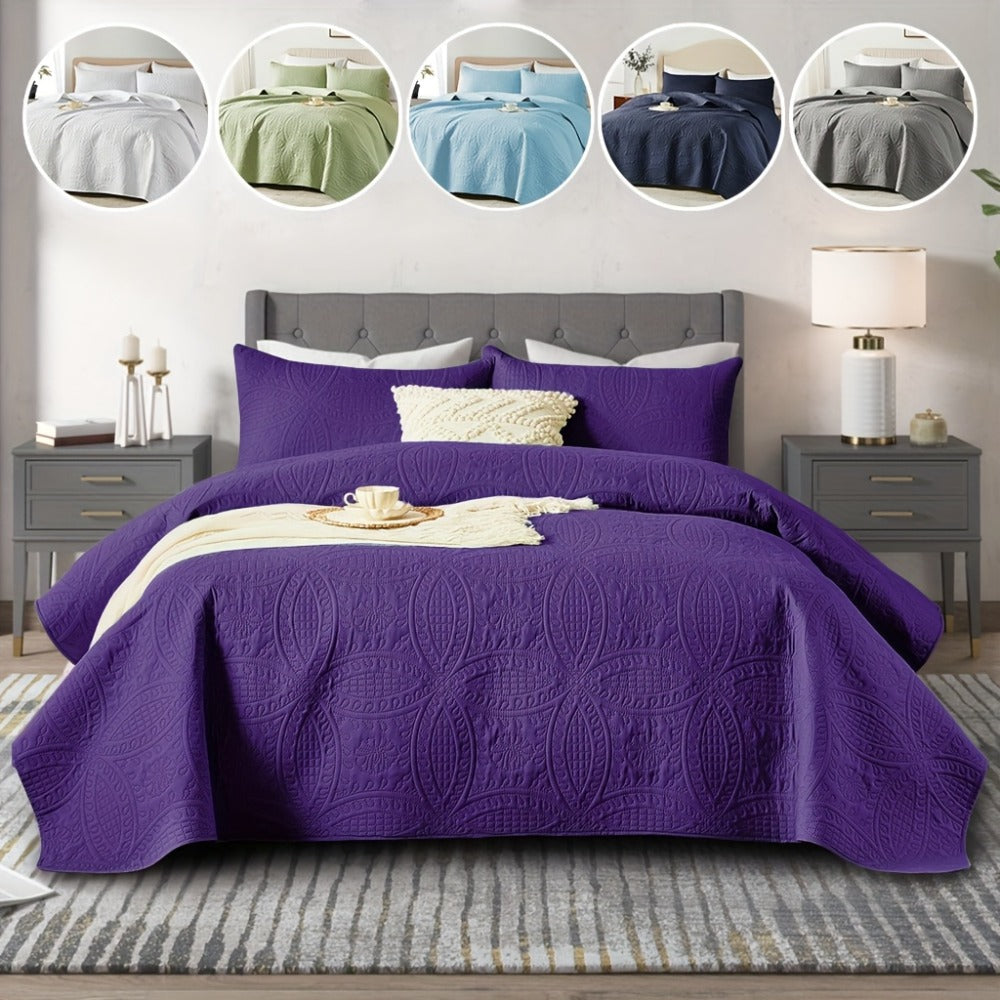 Quilt Coverlet Set 2-3 Piece Lightweight Microfiber Bedspread Coin Pattern Soft Skin-Friendly Anti-Allergy Machine Washable Twin Full Queen King