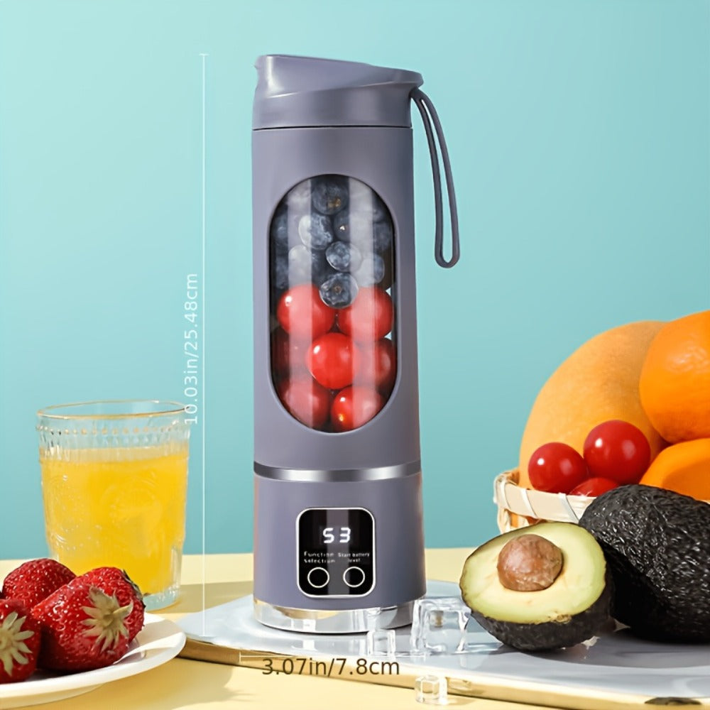Portable USB Rechargeable Blender with LED Display ¨C 15oz Personal Smoothie Blender for Shakes, Milkshakes & Fresh Juice, Compact Mini Blender for Home Gym Office & Travel, BPA-Free Cup