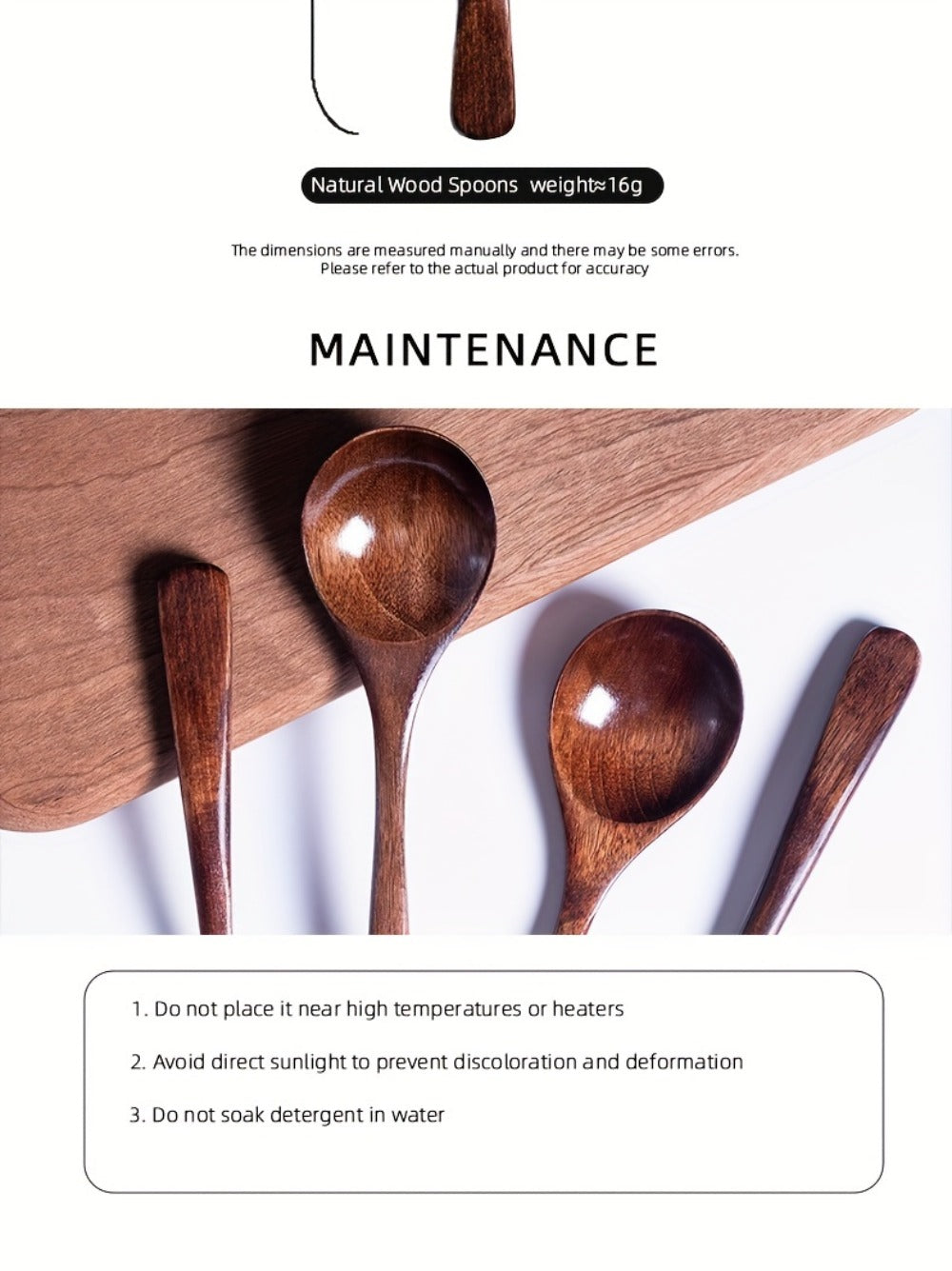 Wooden Spoons for Eating 8pcs ¨C 7.28 Inch Small Wood Teaspoons for Stirring Coffee, Tea, Honey, Cooking & Serving Soup Dessert, Wooden Spoon Set