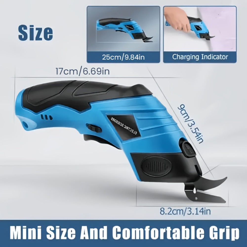 Electric Fabric Cutting Scissors USB Rechargeable ¨C 1500mAh Cordless Precision Cutter for Clothing Leather Carpet Crafts Cardboard Ergonomic One-Touch