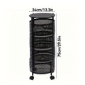 Rotating Storage Rack Multi-Tier Rolling Cart ¨C 360¡ã Swivel Round Floor Standing Organizer with 4 or 5 Layers, Vegetable Basket & File Rack for Kitchen, Bathroom, Office & Living Room (Black / White)