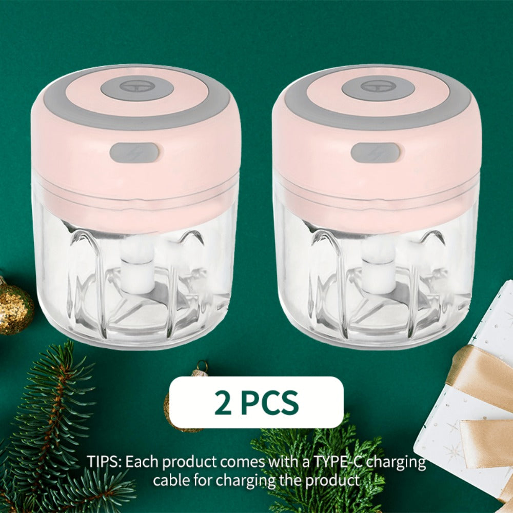 USB Electric Mini Food Chopper & Garlic Crusher, Portable 8.45oz Electric Vegetable Chopper with Meat Grinder Attachment, Rechargeable Kitchen Food Processor for Camping, Picnic & Home Use