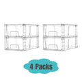 Clear Acrylic Storage Drawers with Handles - Stackable Refrigerator and Pantry Organizer Bins for Snacks Fruits and Vegetables, Food Safe Pull-Out Drawer Bins for Fridge Kitchen Cabinet Under Sink and Bathroom, Available in 4, 6, 8 or 10 Pack