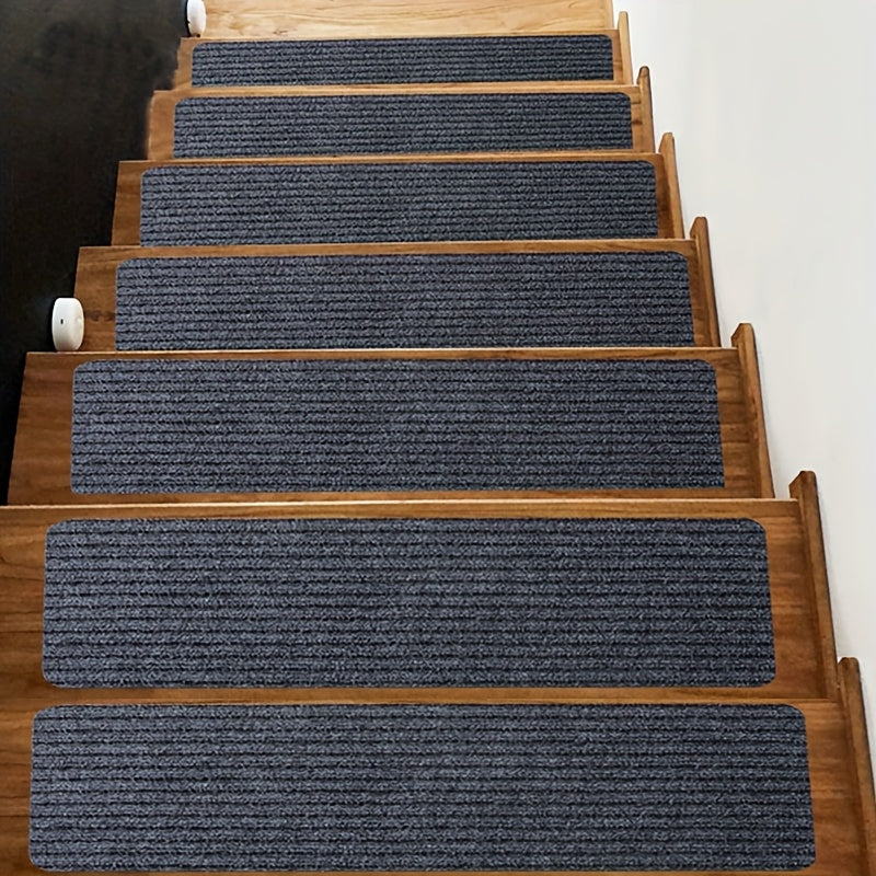 Non-Slip Stair Treads 15pcs 8¡±x30¡± Self-Adhesive Carpet Pads for Wooden Steps ¨C Washable Polyester Indoor Stair Mats for Safety, Anti-Slip Step Covers in Multiple Colors
