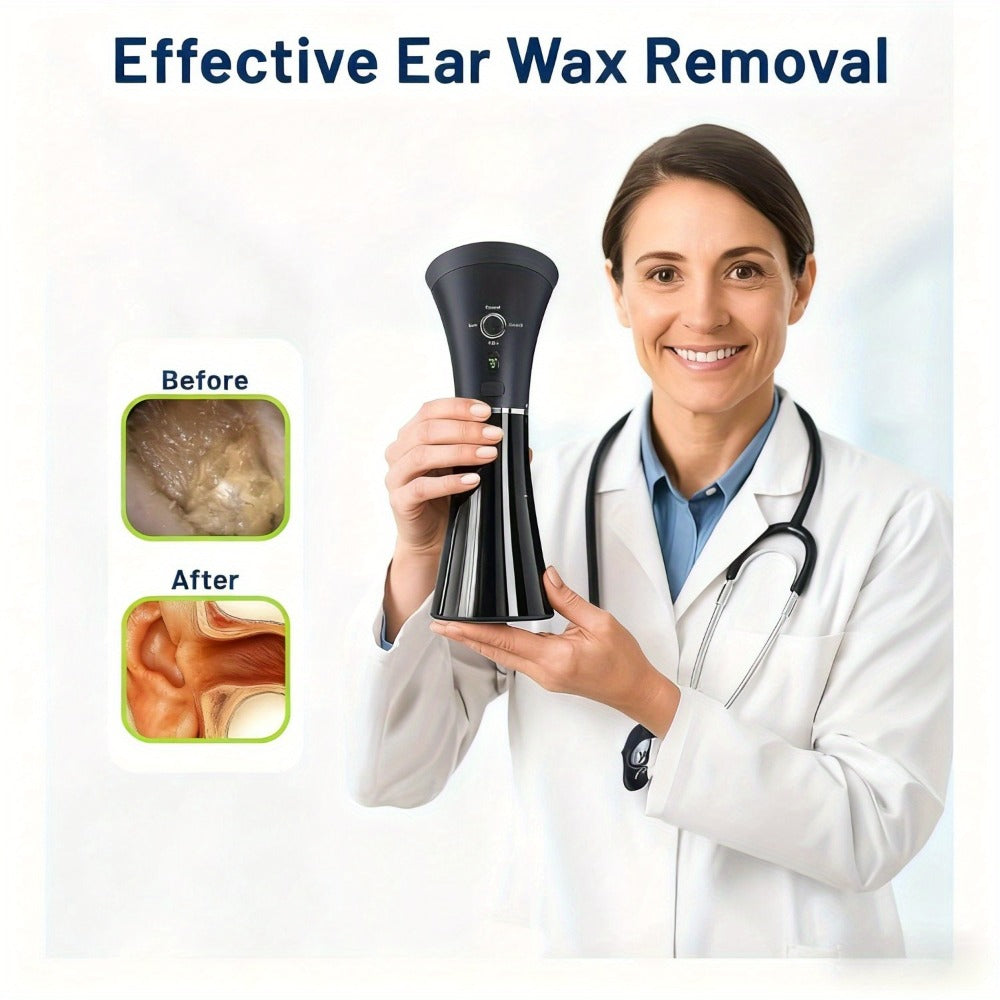 Electric Ear Irrigation Kit Upgraded 4-Speed Dual Tank Design ¨C 6 Tips Hydraulic Ear Wax Removal with Water Temp Sensor, Visual Waste Tank, USB Rechargeable, Nozzle Belt, Safe Home Ear Cleaner