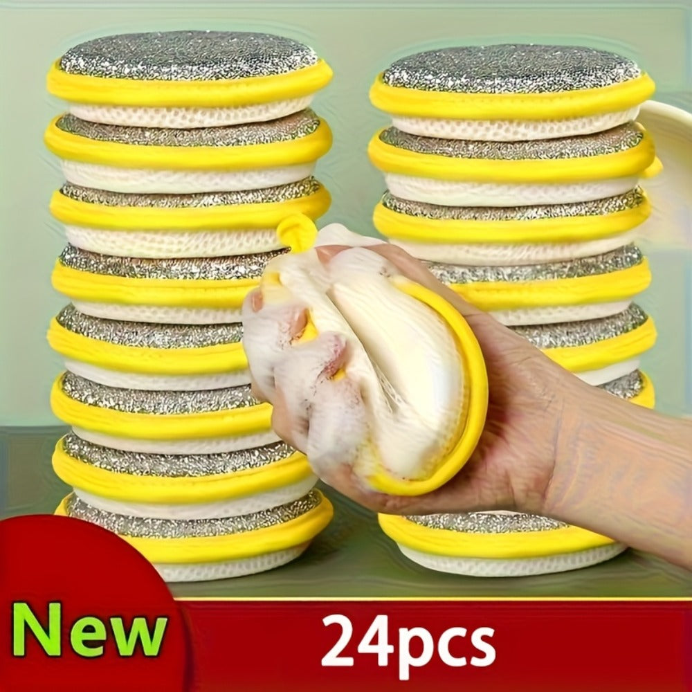 Kitchen Cleaning Sponges 24 Pack Double-Sided Anti-Scratch Reusable Washable Multi-Purpose Scrub Sponge for Dishes Pots Pans Home Restaurant Cafe Non-Scratch Bulk Value Set