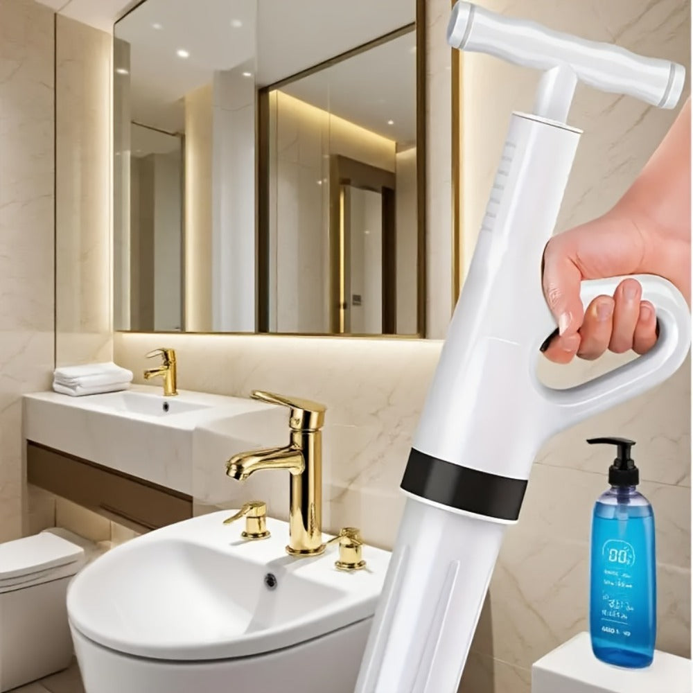 Heavy-Duty Drainage Spray Gun with Adjustable Pressure - Air Plunger Tool for Unclogging Toilets Sinks & Floor Drains, No Electricity Needed, Durable Plastic Design, 1pc White