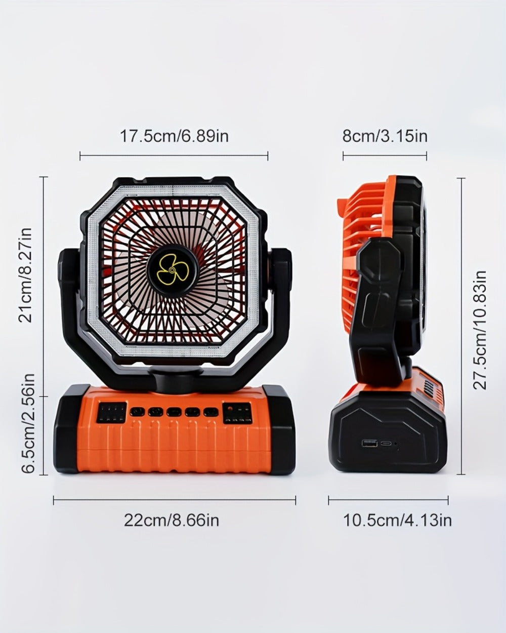 Camping Fan 20000mAh with Built-In LED Light, USB Rechargeable Portable Outdoor Fan with Sturdy Handle, Rugged Compact Design for Tent, Hiking, Fishing, Backpacking and Emergency Power Outage
