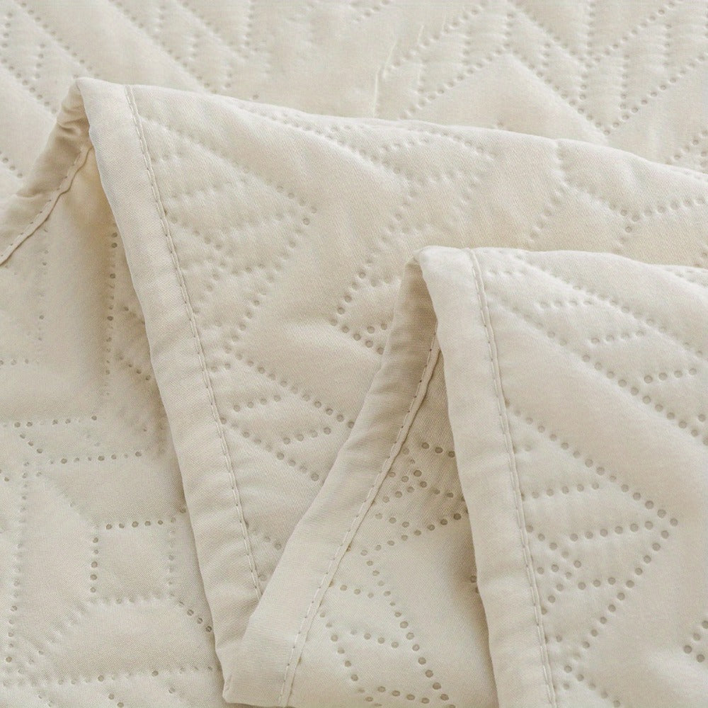 Bedspread Set 3 Piece Striped Rhombus Pattern Soft Breathable Bed Cover with 2 Pillowcases Lightweight Comforter Alternative Bedding Set for Bedroom Dorm Room