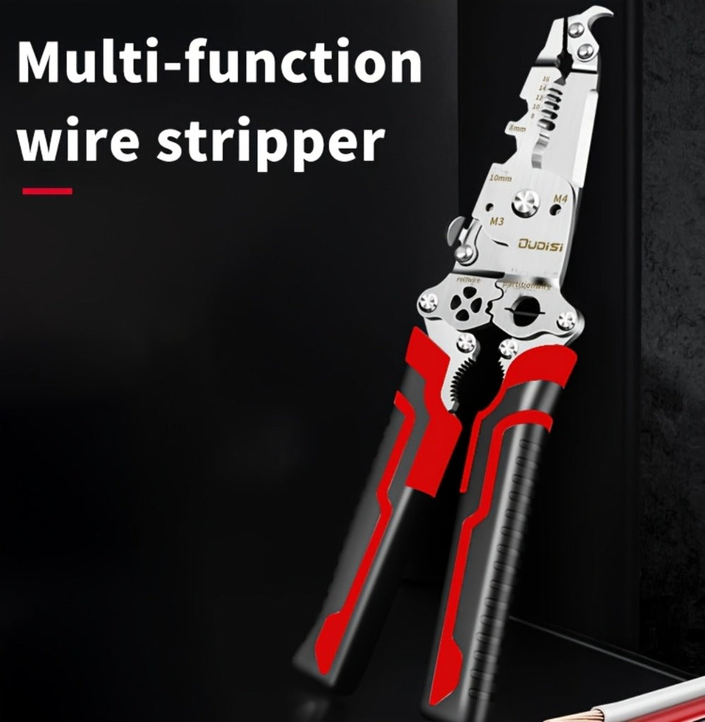 Folding Wire Stripper Multifunctional Pliers Crimping Cutter Tool for Electrician Cable DIY Electronic Maintenance Compact Portable Anti-Slip Spring Clip Car Toolbox Hand Tool