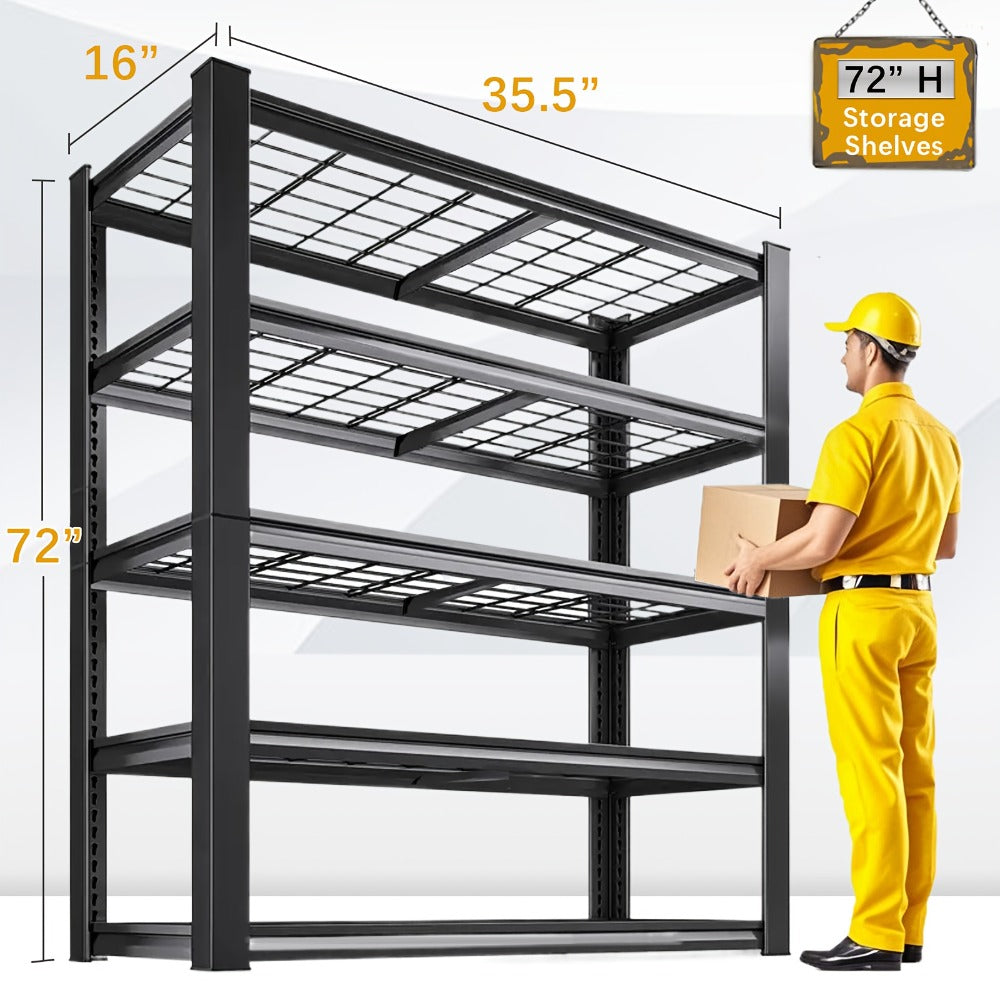 2500LBS Garage Storage Shelves Adjustable Metal Shelving 72¡± ¨C Upgrade Double Layer Column Commercial Grade Utility Rack | 5-Tier Steel Shelf for Warehouse, Basement, Kitchen & Pantry | 35.5¡±W ¡Á 16¡±D ¡Á 72¡±H Black