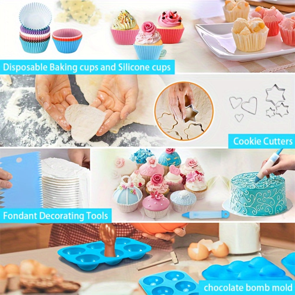 386 Pcs Cake Decorating Baking Set with Piping Nozzles & Frosting Tips ¨C Complete Beginner Baking Tool Kit with Floral Nozzles, Pastry Tips & Decorating Tools