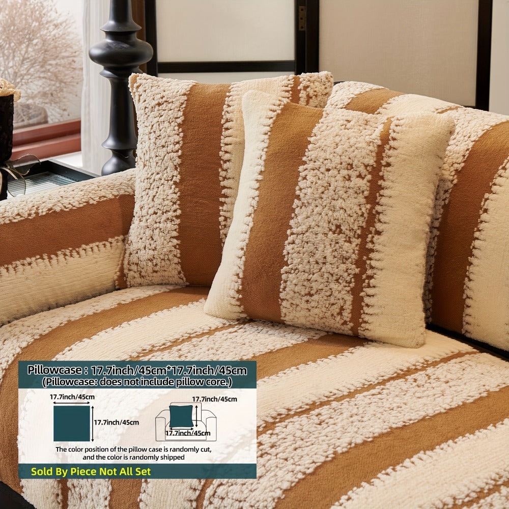 Sofa Cover Plush Jacquard Thick Non-Slip Couch Protector - Pet Friendly Furniture Cover for Living Room Bedroom Office, Machine Washable Retro Style Sofa Slipcover, Loveseat & 4-Seater, Black Grey Green Coffee