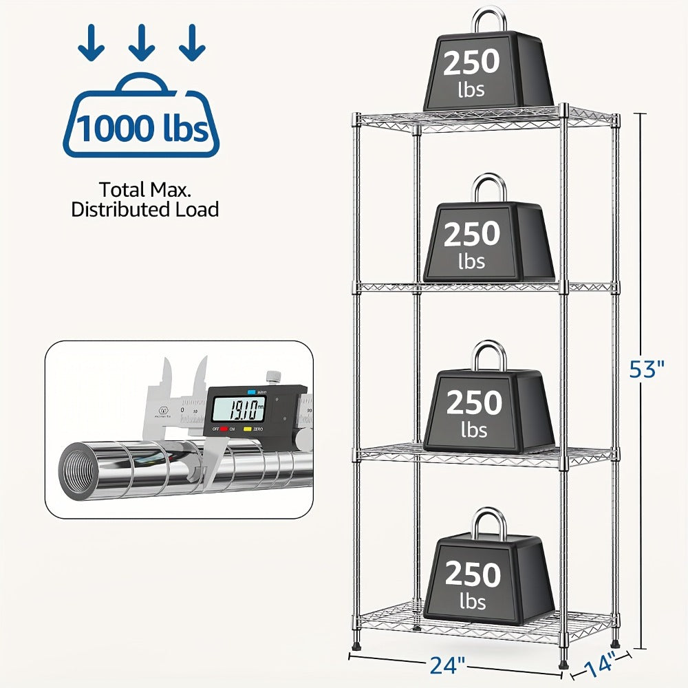 Metal Storage Shelving Unit Heavy Duty Adjustable 4 5 Tier Steel Shelf Rack for Garage Kitchen Pantry Workshop Black Chrome MZG