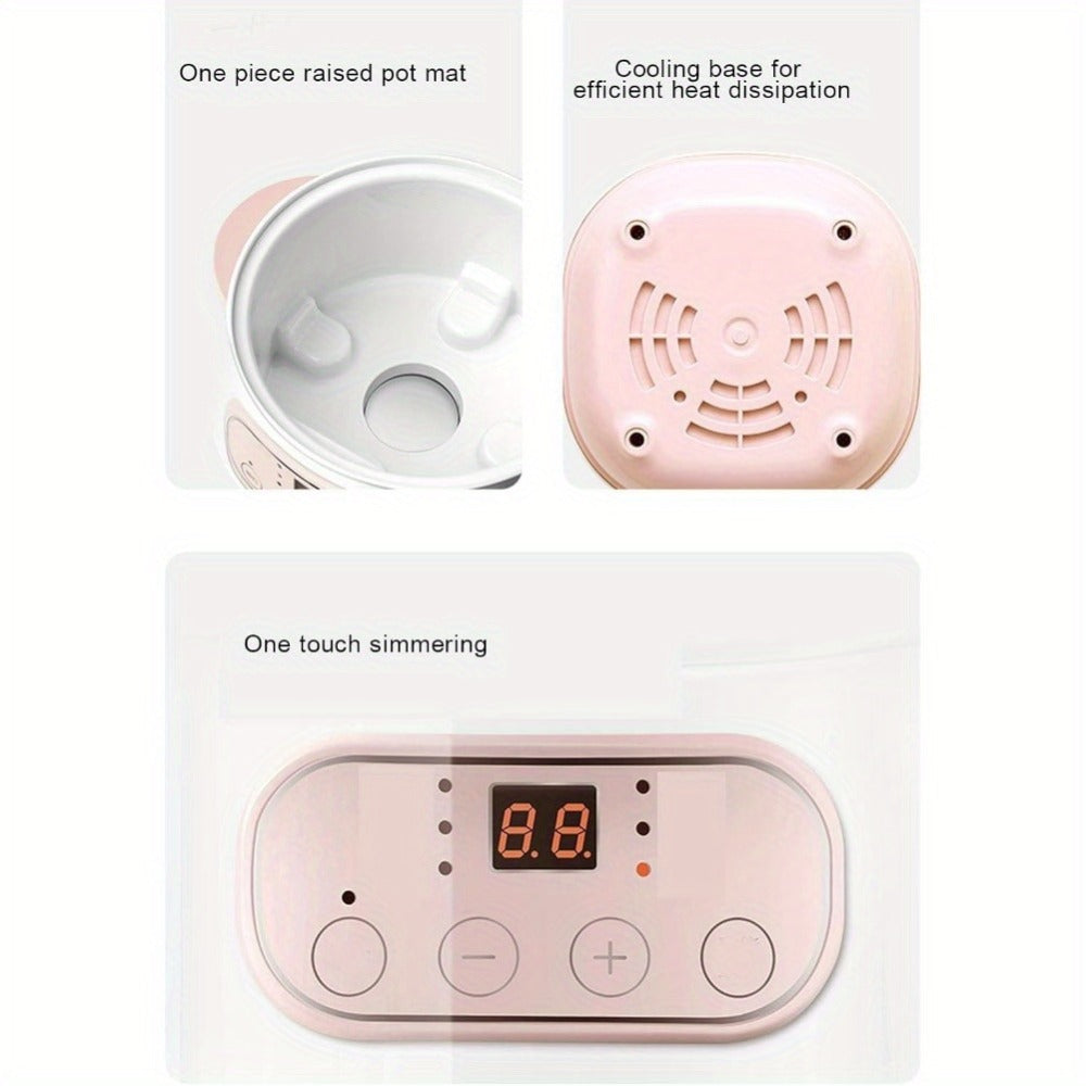 Electric Ceramic Stew Pot 1L 200W Anti Dry Burn 24H Intelligent Reservation Slow Cooker for Porridge Rice Soup Congee Small Family Individual Use