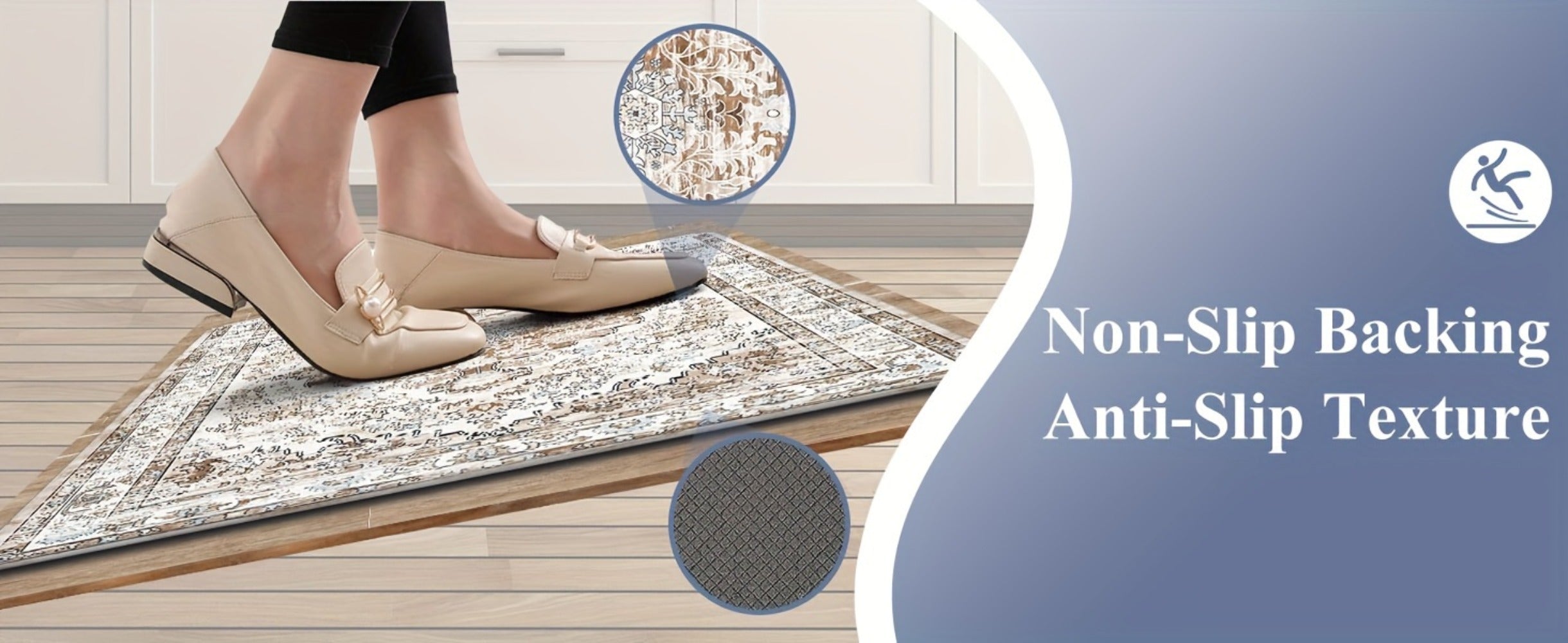 Anti Fatigue Kitchen Mat Set of 2 Non-Slip Cushioned Kitchen Rugs Boho Distressed Runner for Sink Laundry Office Standing Mat