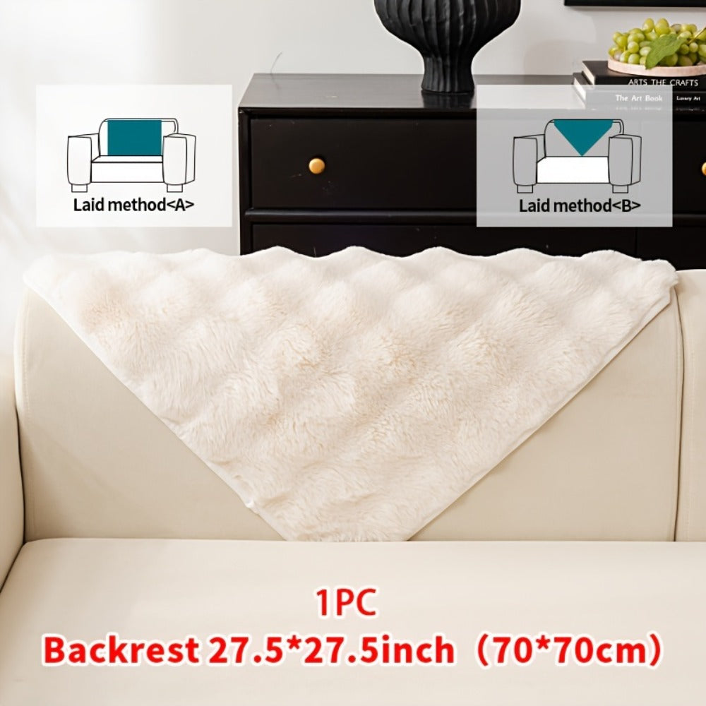 Faux Rabbit Plush Sofa Cover Winter Warm Thickened Anti-Slip Pet Friendly Cushion Protector for Living Room Bedroom Office 1 2 3 4 Seater