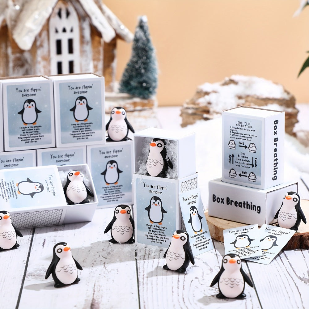 Emotional Support Penguin Resin Cards 36 Sets ¨C Positive Affirmation Appreciation Gifts for Teachers Volunteers Employees Coworkers, Mental Health Uplifting Messages, Graduation Desk Decor Gift