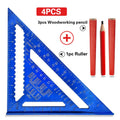 Aluminum Triangle Square Ruler 12 Inch Woodworking Angle Measuring Marking Tool with Protractor and Metric Scale for DIY Home Improvement
