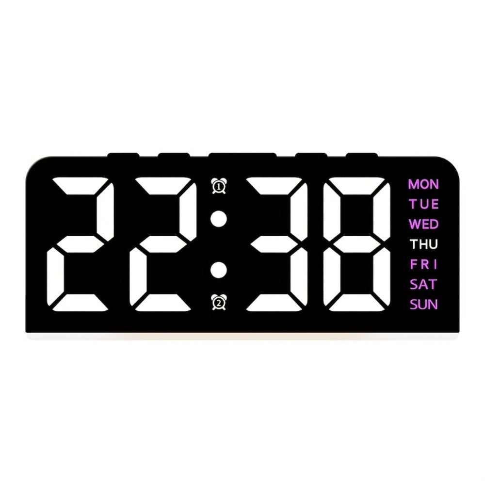 Digital LED Alarm Clock with Temperature Display - Time, Date & Temp LED Desk Clock, USB Powered, Beep Alarm, Modern Design for Bedroom, Living Room & Office, Father's Day Gift